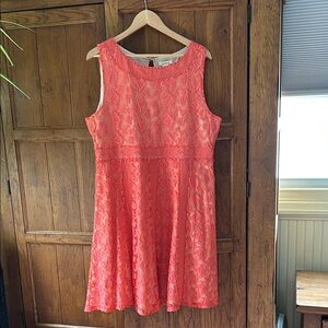 Sundance Coral Lace A-Line Dress
